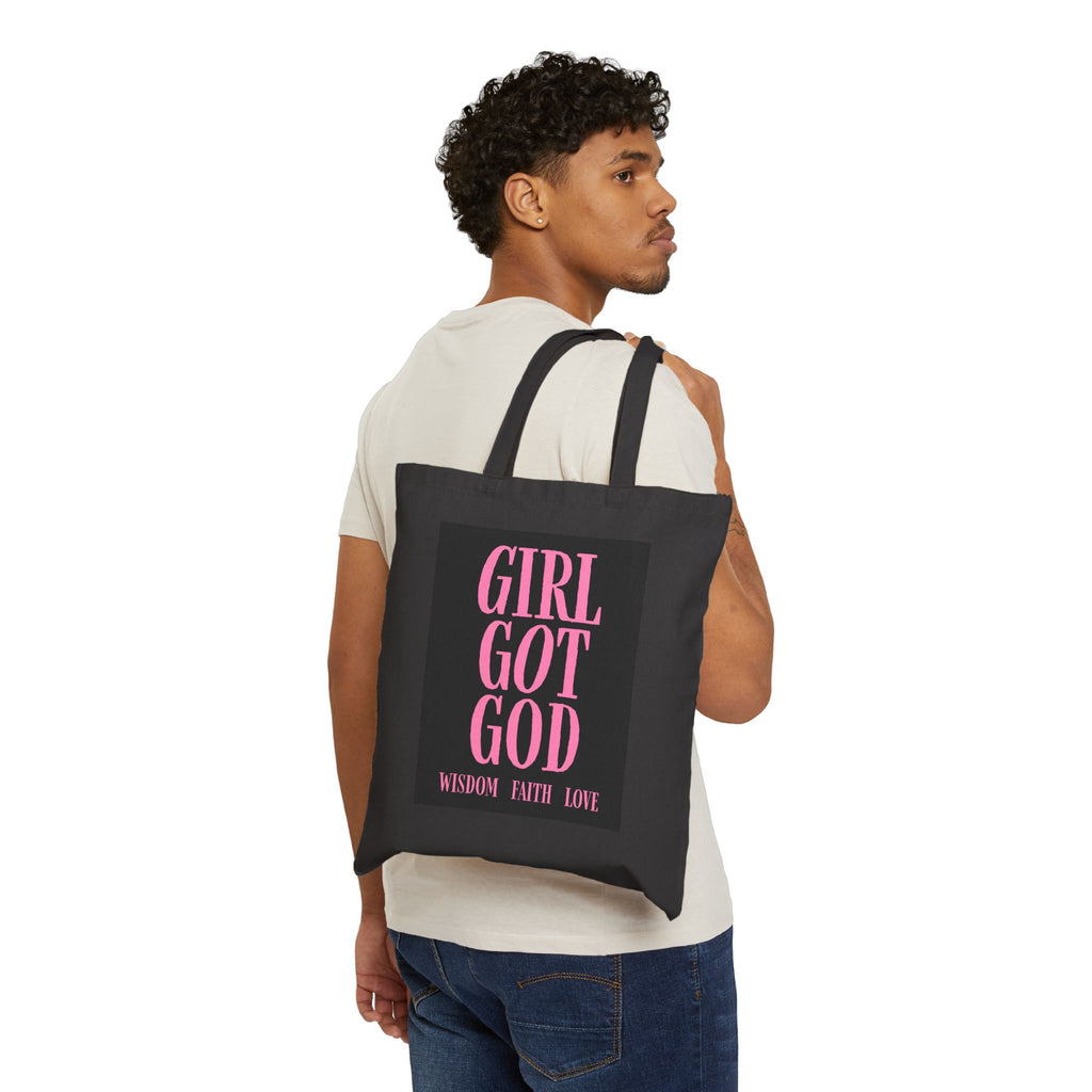 Tote Bag — "Girl Got God" Canvas Tote (Wisdom Faith Love)