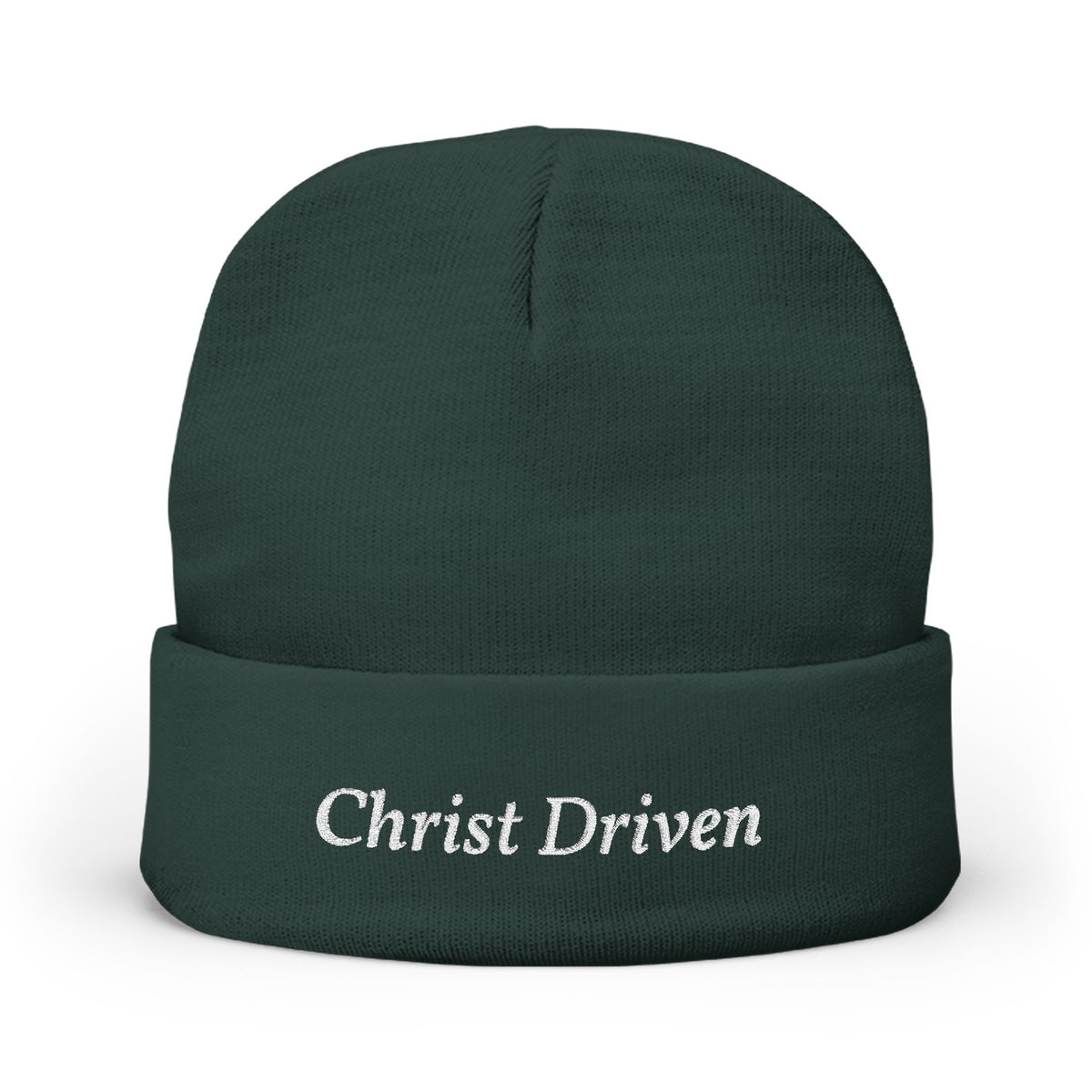 Embroidered 'Christ Driven' Knit Beanie – Christian Faith Winter Hat