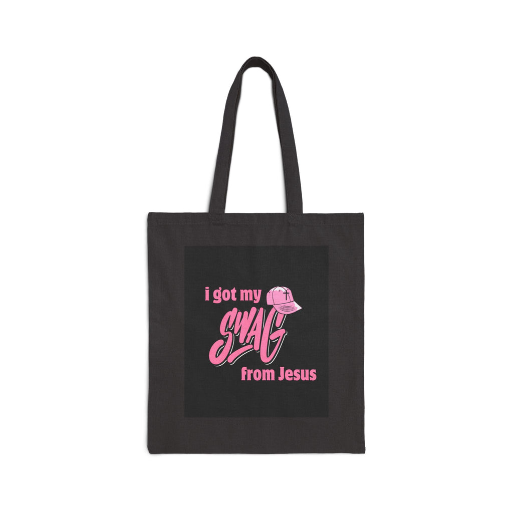 Canvas Tote Bag — “I Got My Swag From Jesus” Pink Faith Shopper