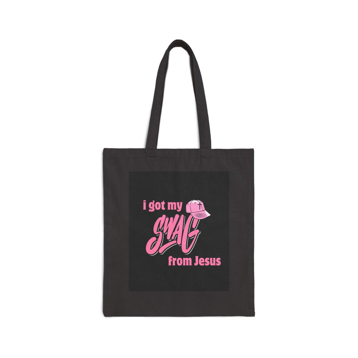 Canvas Tote Bag — “I Got My Swag From Jesus” Pink Faith Shopper