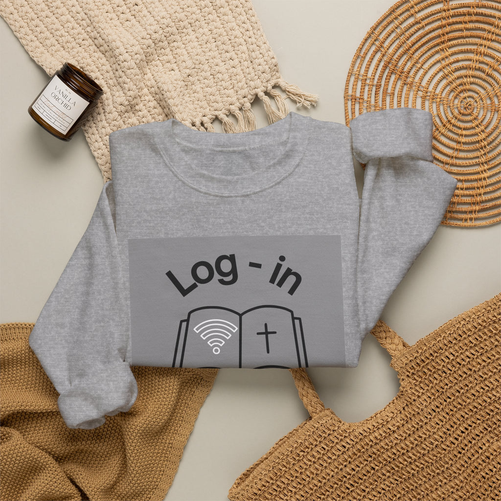 Christian Crewneck Sweatshirt — "Log-in: Jesus Wants to Connect With You"