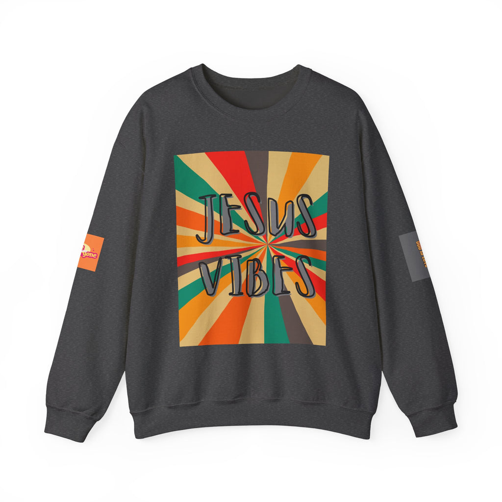 Jesus Vibes Sweatshirt - Retro Colorburst Christian Crewneck