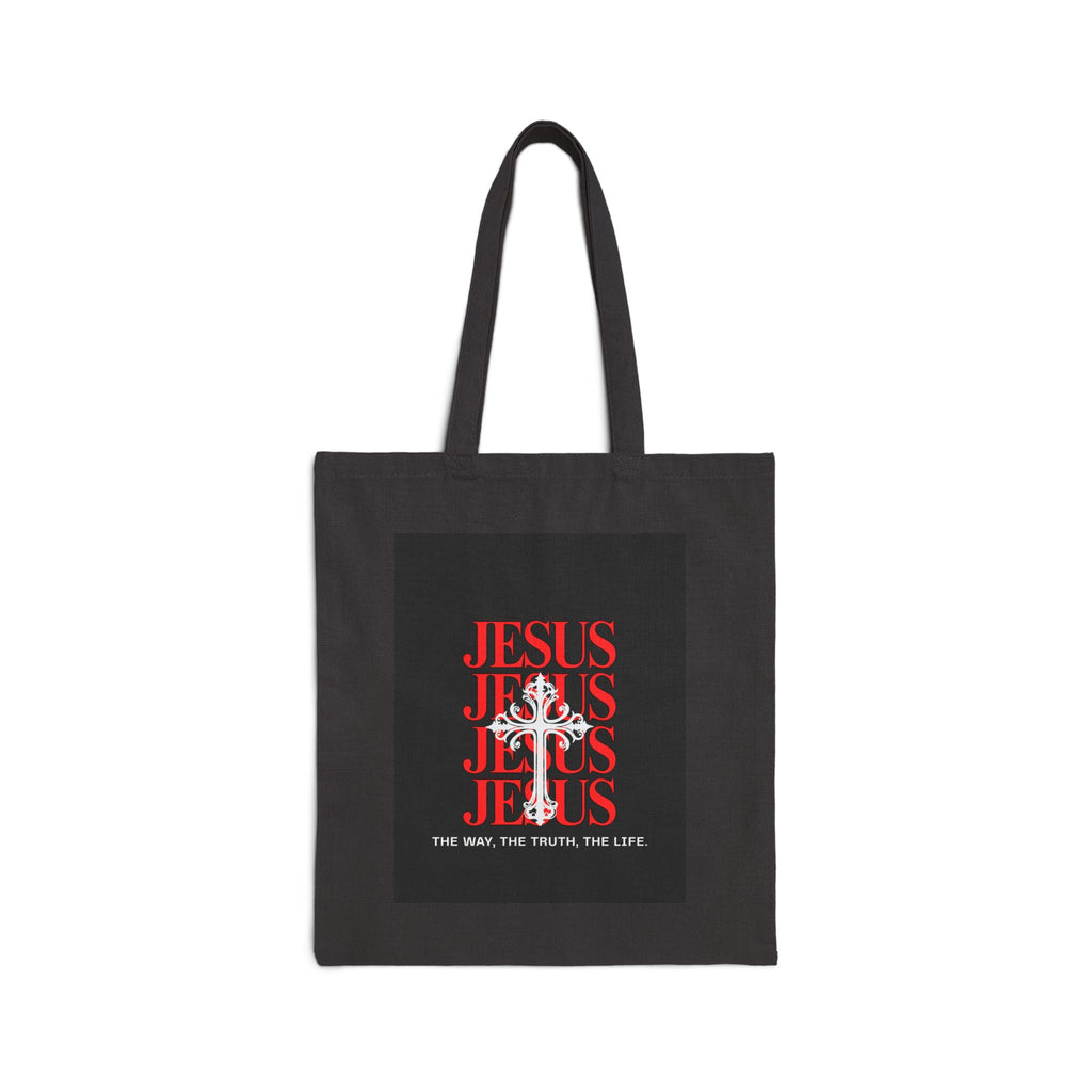 Jesus Cross Canvas Tote Bag – Faith-Based Grocery & Church Book Carrier