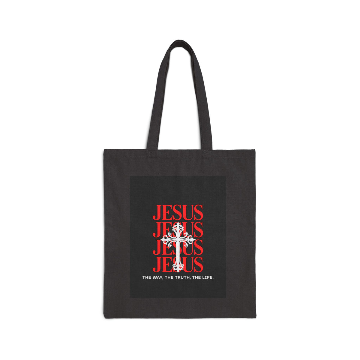 Jesus Cross Canvas Tote Bag – Faith-Based Grocery & Church Book Carrier