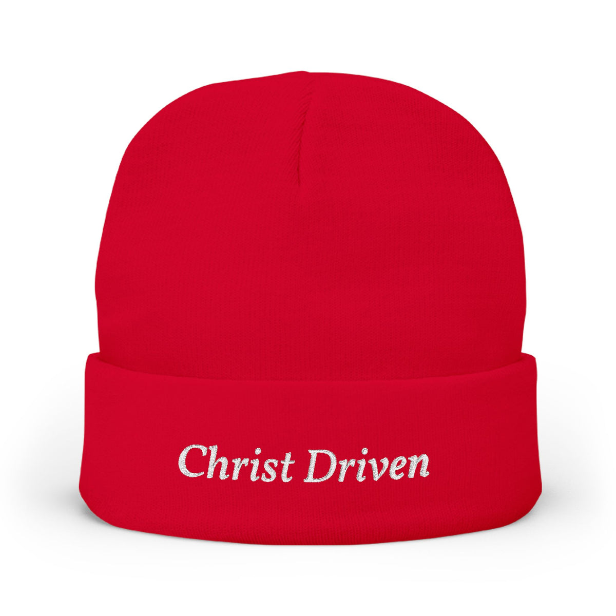 Embroidered 'Christ Driven' Knit Beanie – Christian Faith Winter Hat