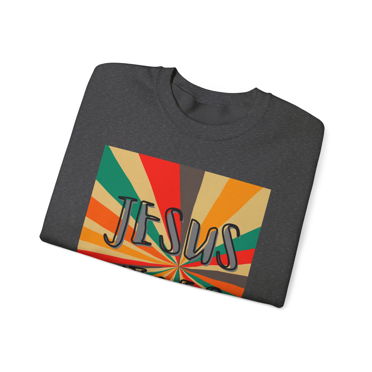 Jesus Vibes Sweatshirt - Retro Colorburst Christian Crewneck