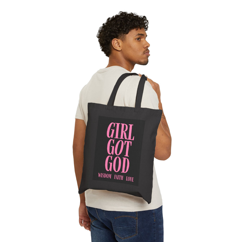Tote Bag — "Girl Got God" Canvas Tote (Wisdom Faith Love)